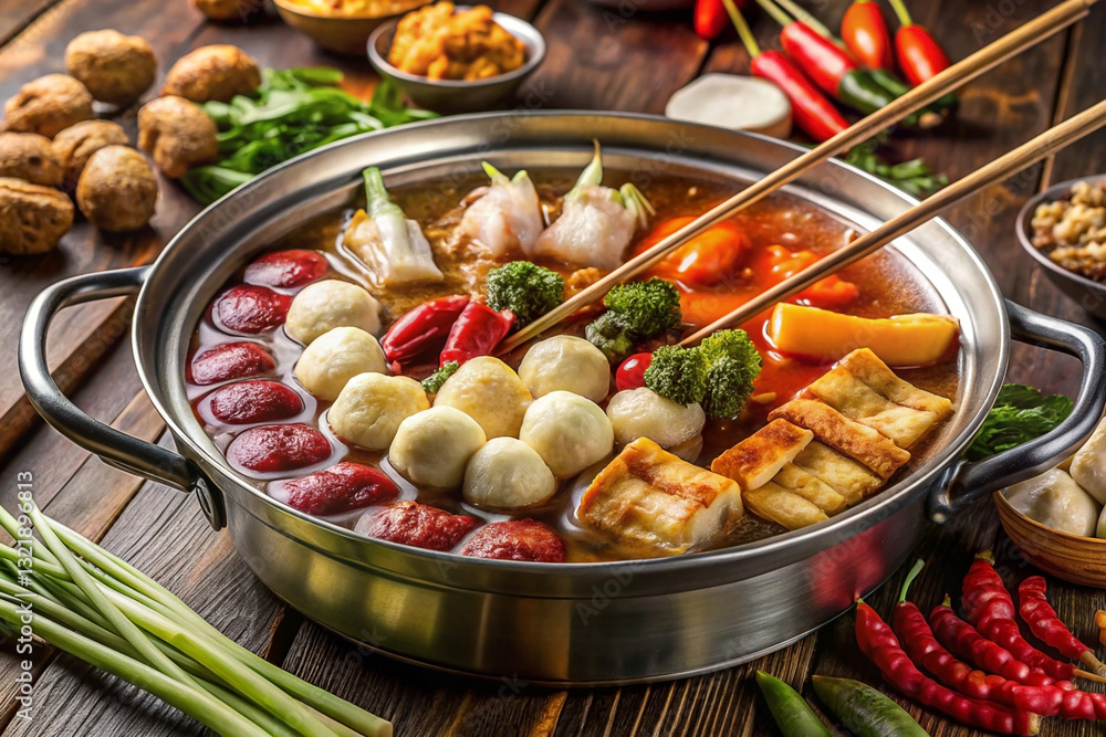 Delicious hot pot with various ingredients (1) Delicious hot pot with various ingredients (1)