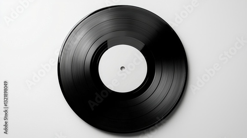 Stylish Minimalist Vinyl Record on Clean White Background