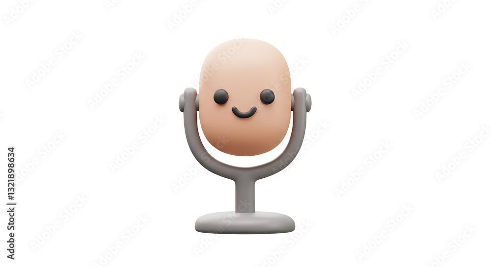 Cute Cartoon Microphone Character Smiling on a White Background Illustration Cute Cartoon Microphone Character Smiling on a White Background Illustration