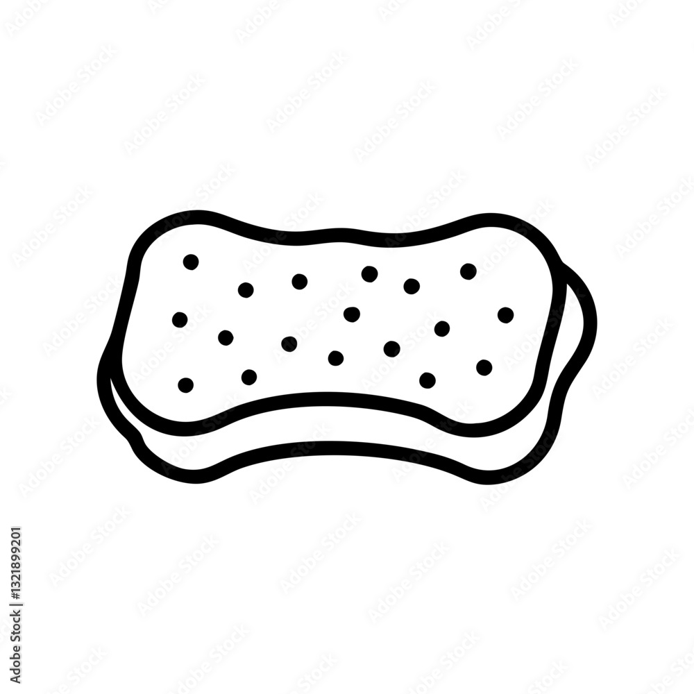 Scrubbing pad icon on a white background in a minimalist style with copy space Scrubbing pad icon on a white background in a minimalist style with copy space
