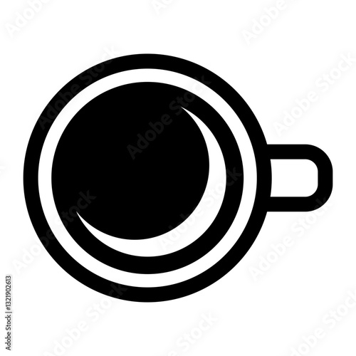 icon of a top-down view of a coffee cup with a handle, symbolizing a hot beverage like coffee or tea.