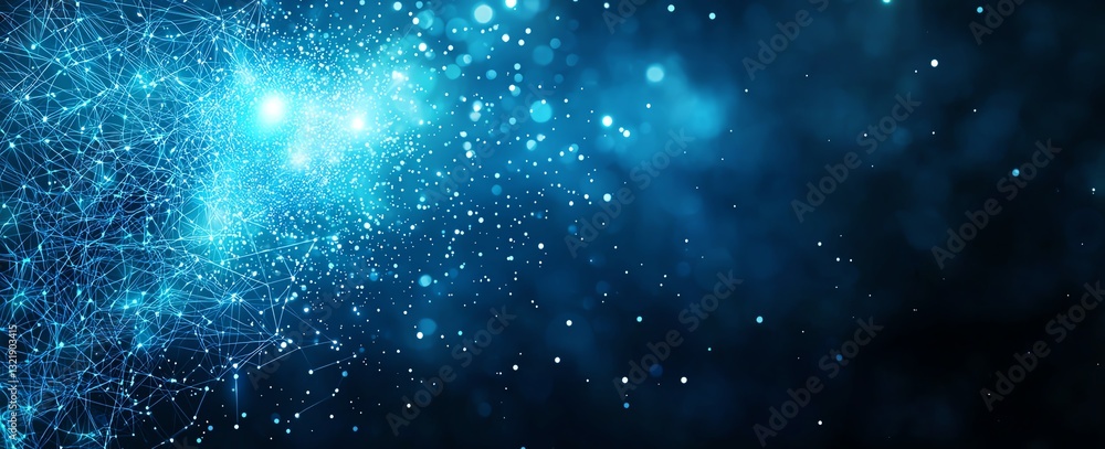 A captivating visual of blue particles and light beams in a mesmerizing cosmic backdrop, illustrating the beauty of technology and the wonders of the universe. A captivating visual of blue particles and light beams in a mesmerizing cosmic backdrop, illustrating the beauty of technology and the wonders of the universe.