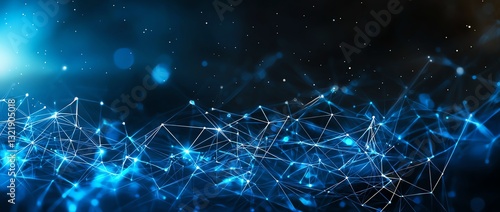 Abstract digital background featuring interconnected lines and glowing nodes, representing the concept of technology and communication in a futuristic setting.