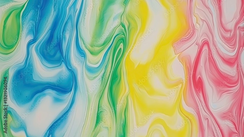 Fototapeta premium Colorful swirls, paint fluid art, abstract background, vibrant texture, design element