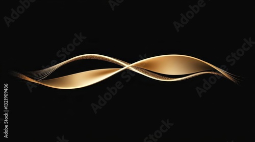 Two Golden Ribbon Like Curves Against a Black Background