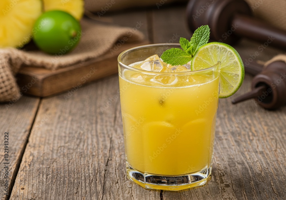 Fototapeta premium Lemonade drink on a rustic background.