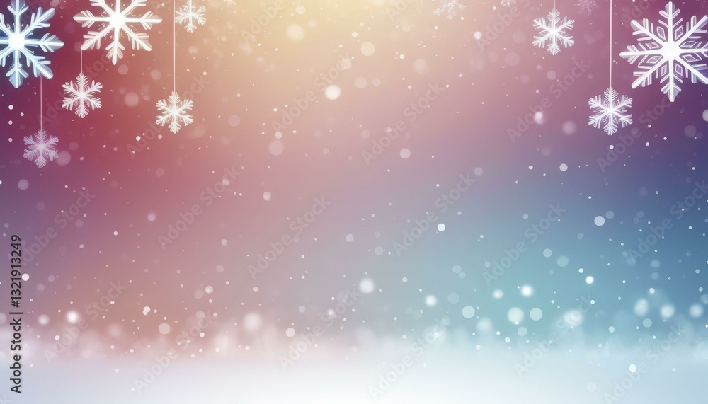 Digital Artwork of Snowflakes with Peach to Blue Gradient Background Digital Artwork of Snowflakes with Peach to Blue Gradient Background