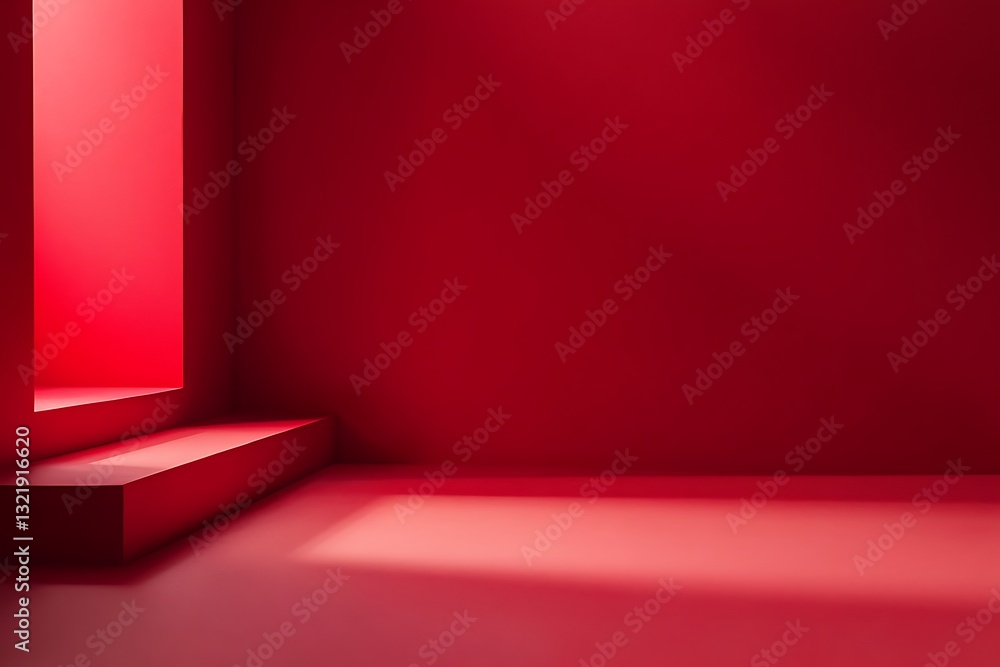 Obraz premium Vibrant Red Podium and Product Display Backgrounds for Branding, Marketing, and Product Showcases