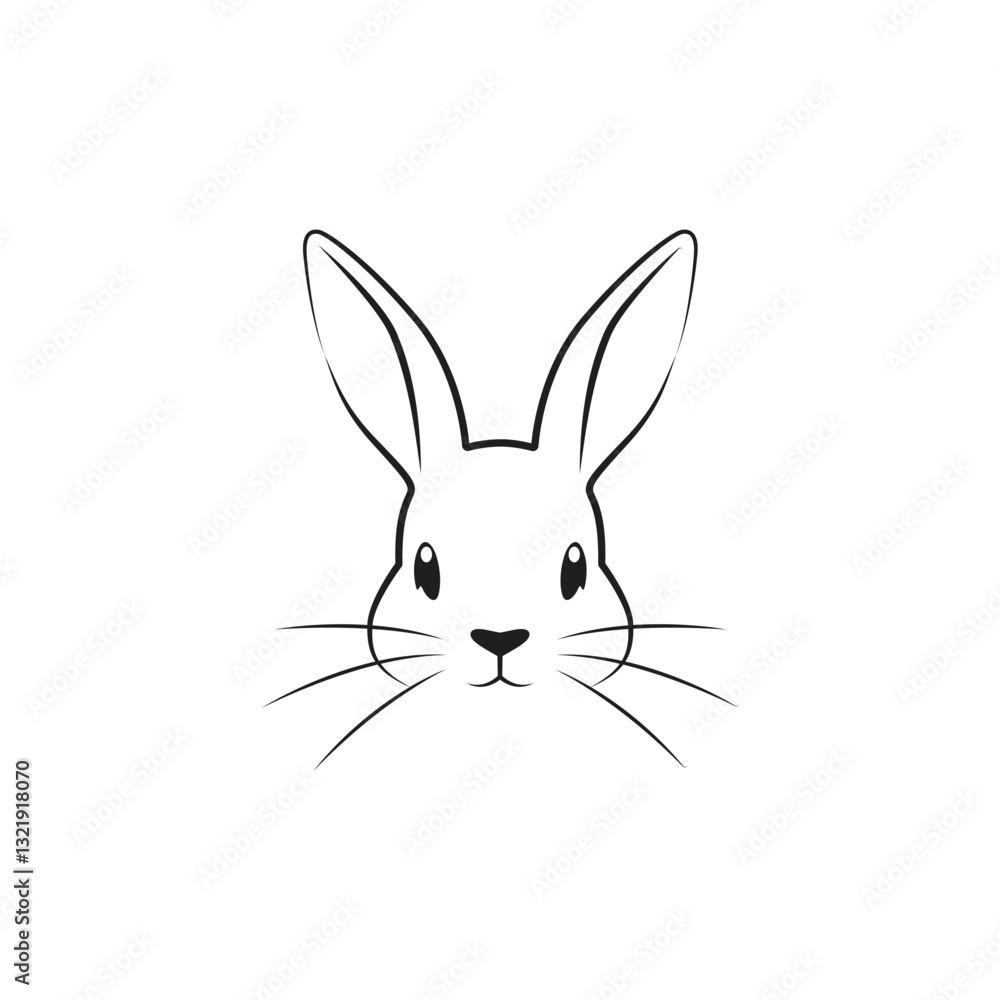Fototapeta premium Cute and Playful Cartoon Rabbit Face Drawing for Easter and Spring Celebrations in Minimalist Style