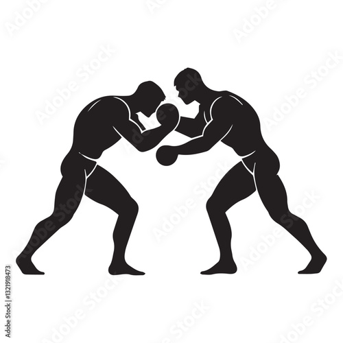 Two Boxers in Action – Sports and Competition Silhouette Art