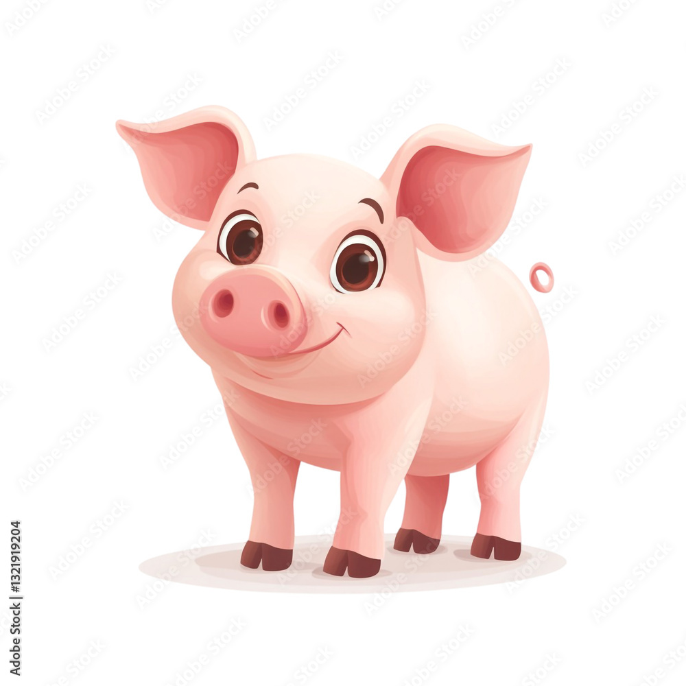 Adorable pink piglet happy and cute farm animal Adorable pink piglet happy and cute farm animal