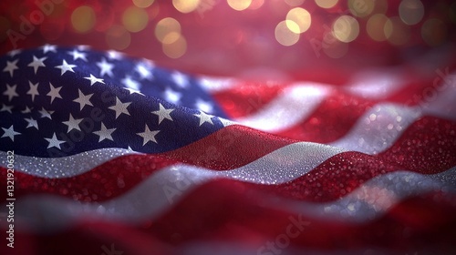 Obraz na płótnie Abstract textural representation of the American flag with bokeh lights w salonie