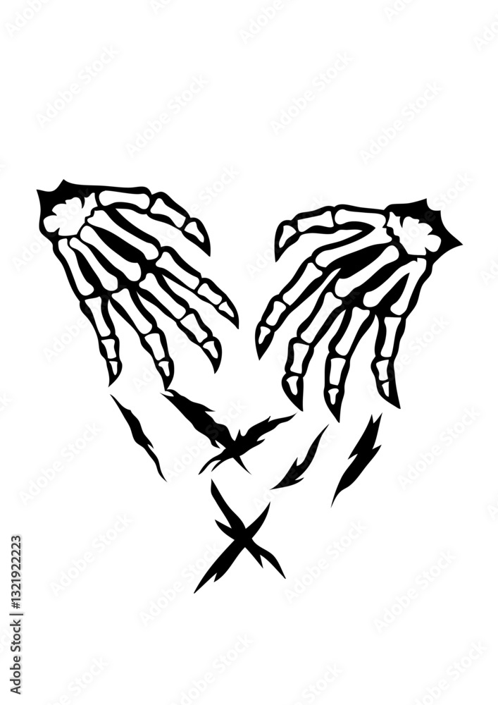 Fototapeta premium griffes squelette main trace