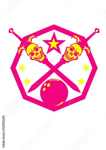 bowling epee tete mort logo boule