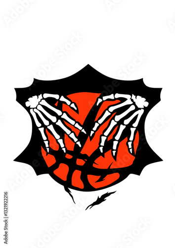 basketball griffes squelette main logo 