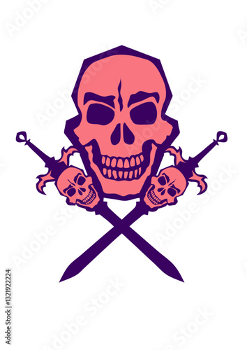 epee tete mort skull croise