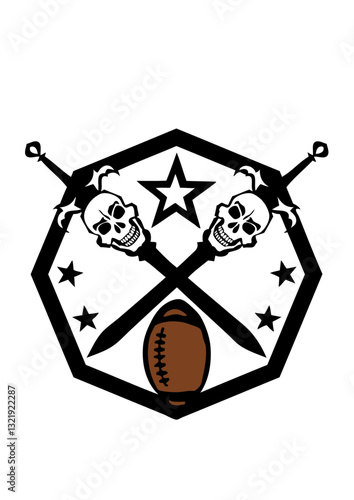 rugby foot americain epee tete mort logo boule