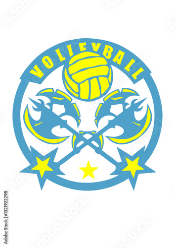 volleyball hache guerre logo club ax ballon