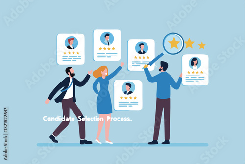 Choosing candidate alternative, recruitment human resources manager, finding employee for job vacancy, discover new talent or applicant concept, business people HR choosing prospect candidate resume.