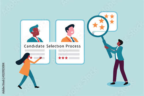 Choosing candidate alternative, recruitment human resources manager, finding employee for job vacancy, discover new talent or applicant concept, business people HR choosing prospect candidate resume.