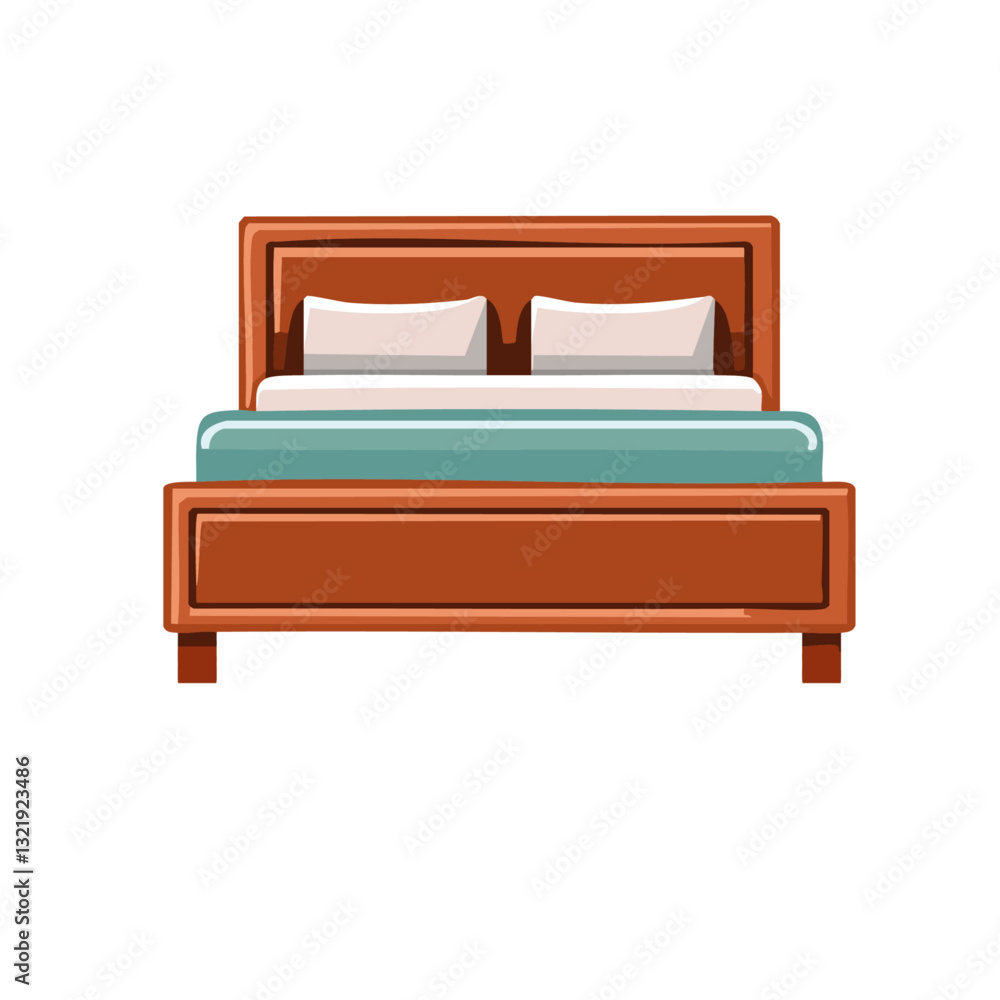 Hotel double room bed vector icon design