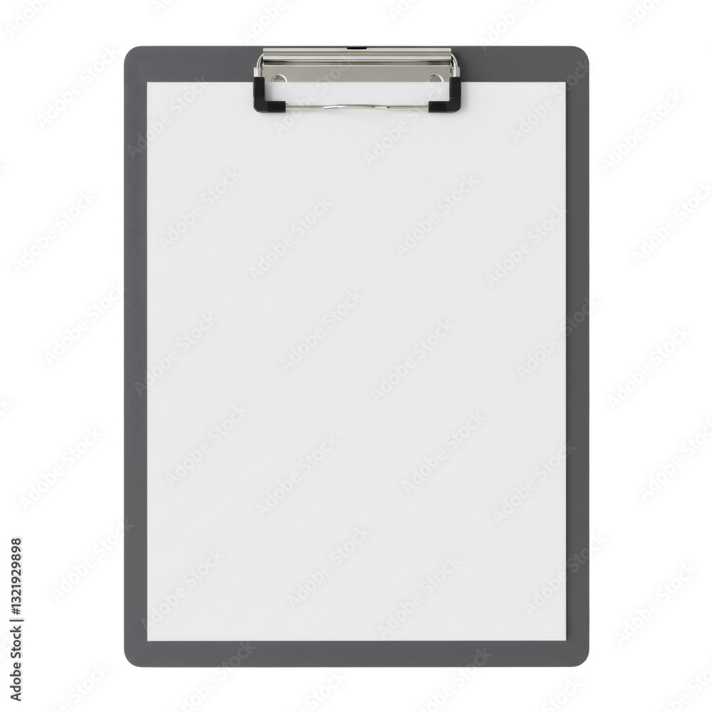 Grey Clipboard with Blank White Paper on Transparent Background Grey Clipboard with Blank White Paper on Transparent Background