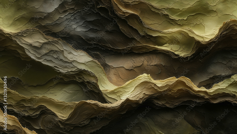 Fototapeta premium Dark brown merging into muted olive with a fine grain overlay background