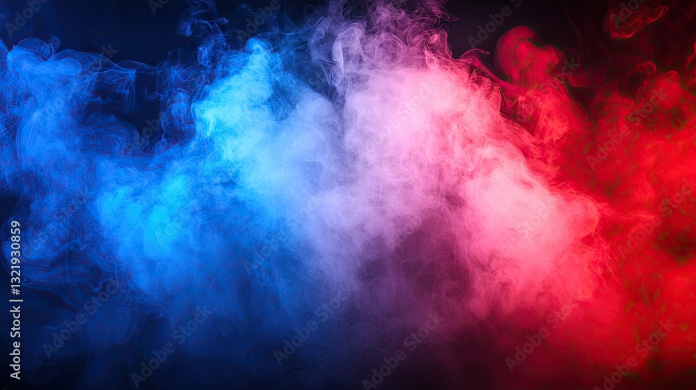 Fototapeta premium Abstract colorful smoke swirls, dark background, design element (6)