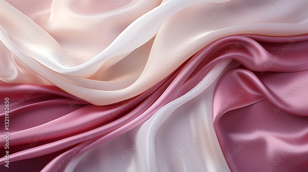 Obraz premium Elegant Draped Silk Fabrics in Delicate Pink and Cream Hues