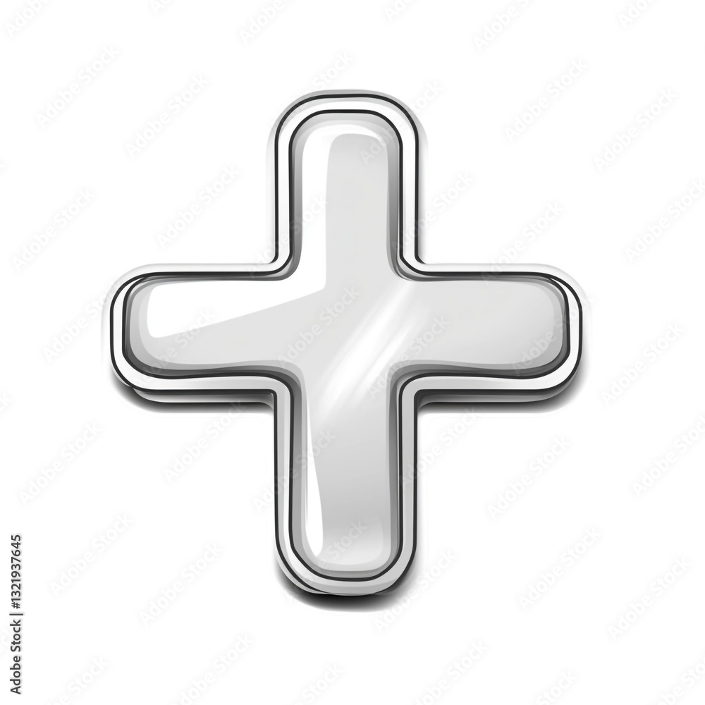 Obraz premium Shiny silver plus sign icon cool button design