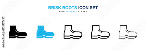 Brisk boots icons set in black and blue colors