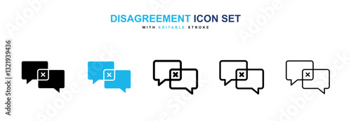 Disagreement icons set in black and blue colors