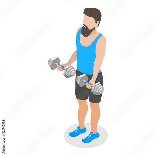 3D Isometric Flat Vector Illustration of Fitness People, Sport Nutrition, Healthy Lifestyle. Item 2