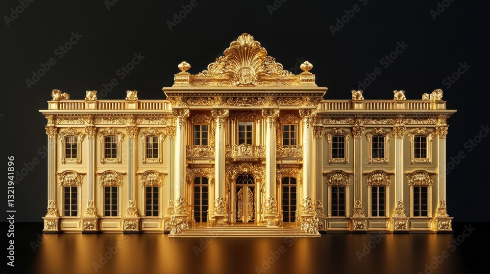 Obraz premium A golden architectural structure featuring elaborate facades and intricate details