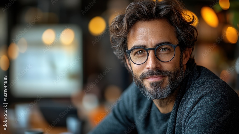 2. **A professional seated in a modern meeting room, actively engaging in a discussion with clients, with a presentation screen in the background**, showcasing a productive business environment 2. **A professional seated in a modern meeting room, actively engaging in a discussion with clients, with a presentation screen in the background**, showcasing a productive business environment
