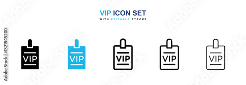 VIP icons set in black and blue colors