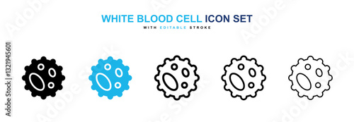 White blood cell icons set in black and blue colors