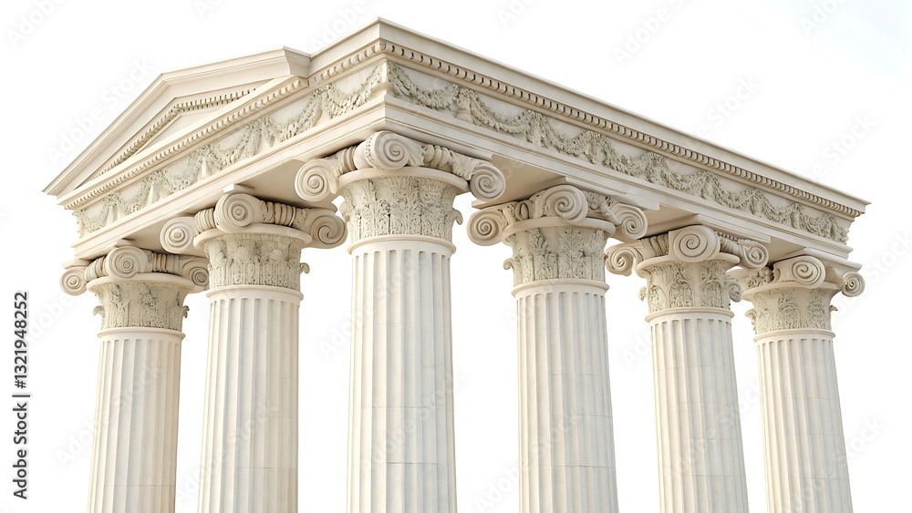 Obraz premium Ionic Columns – Classical Architecture on a White Background