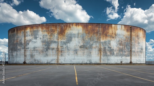 Wallpaper Mural Large Industrial Tank with Rust and Cloudy Blue Sky Background Torontodigital.ca