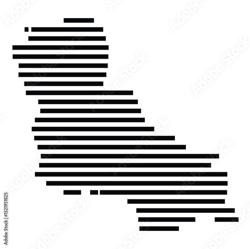 Symbol Map of the City Aschersleben (Germany) showing the city with just a few black horizontal lines