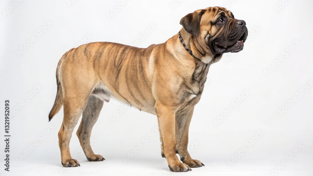 bullmastiff in full view on white studio background bullmastiff in full view on white studio background