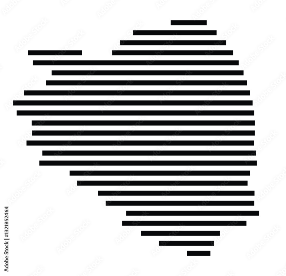Symbol Map of the City Bamberg (Germany) showing the city with just a few black horizontal lines Symbol Map of the City Bamberg (Germany) showing the city with just a few black horizontal lines