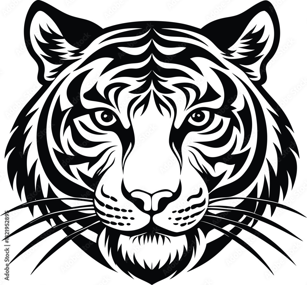 Tiger head vector illustration with wild and powerful tribal design Tiger head vector illustration with wild and powerful tribal design
