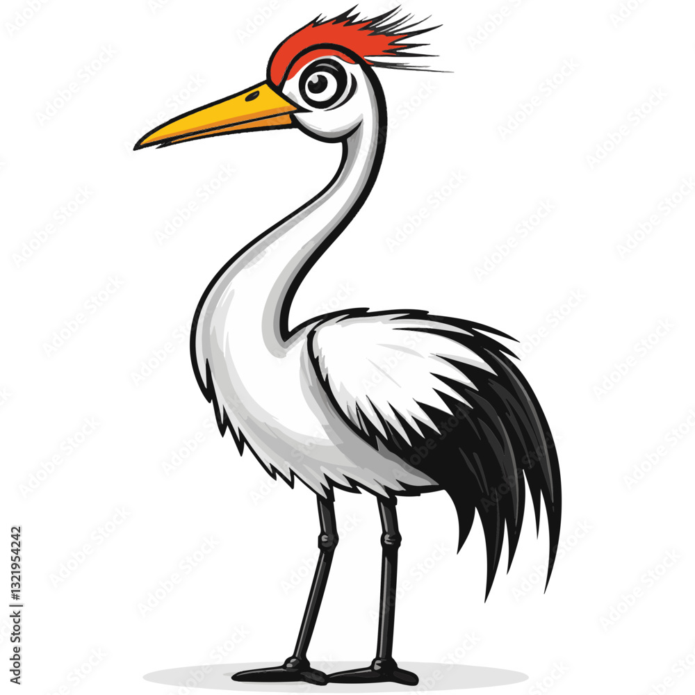 Crested Crane, full body, simple vector logo, white background, black outline, high contrast, 2D flat design, vector illustration
Crested Crane, full body, simple vector logo, white background, black outline, high contrast, 2D flat design, vector illustration