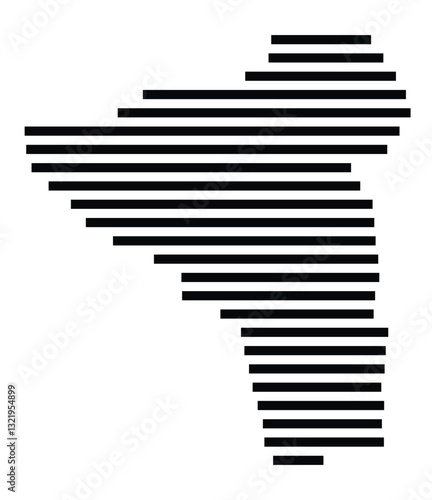 Symbol Map of the City Dreieich (Germany) showing the city with just a few black horizontal lines