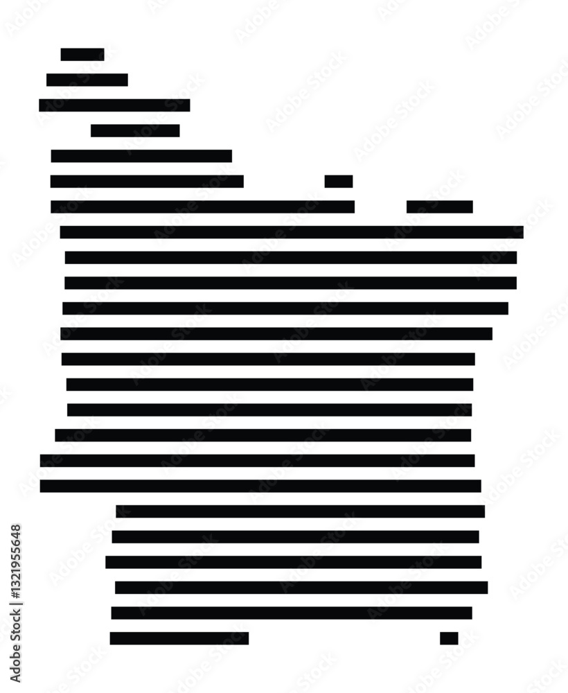 Symbol Map of the City Erlangen (Germany) showing the city with just a few black horizontal lines Symbol Map of the City Erlangen (Germany) showing the city with just a few black horizontal lines
