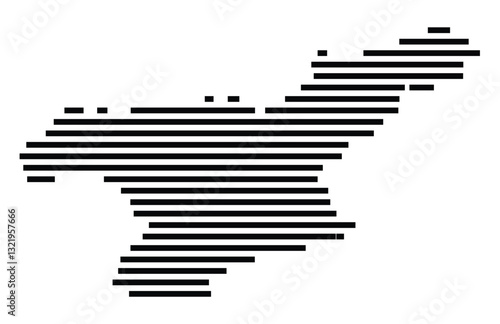 Symbol Map of the City Gummersbach (Germany) showing the city with just a few black horizontal lines