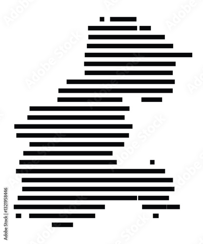 Symbol Map of the City Heidenheim an der Brenz (Germany) showing the city with just a few black horizontal lines