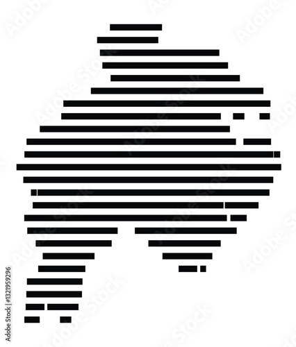 Symbol Map of the City Ilmenau (Germany) showing the city with just a few black horizontal lines