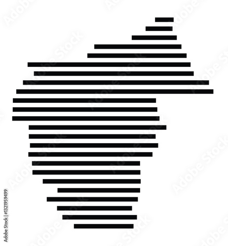 Symbol Map of the City Kaarst (Germany) showing the city with just a few black horizontal lines